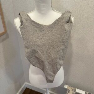 Free People Heathered Oatmeal Bodysuit